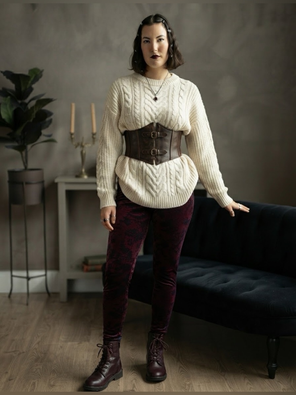DG2 Diane Gilman Crushed Velvet Leggings (M) - Practical Magic